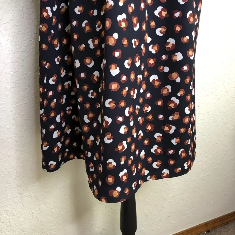 Ann Taylor navy blue red gold white shift dress size Medium